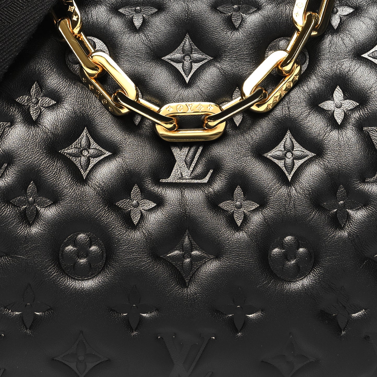 Lambskin Embossed Monogram Coussin PM Black