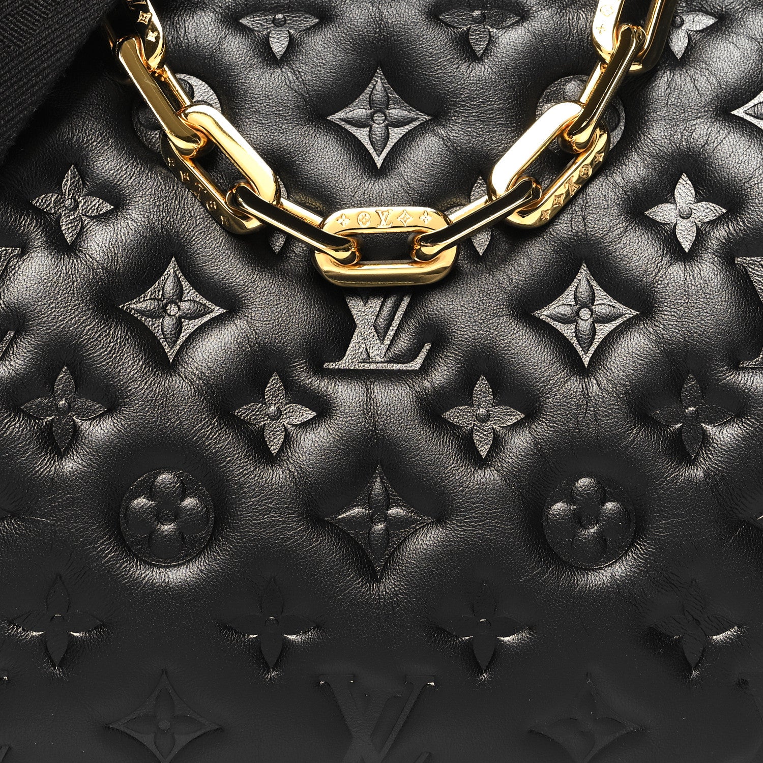 Louis Vuitton Lambskin Embossed Monogram Coussin PM Black 9 of 10