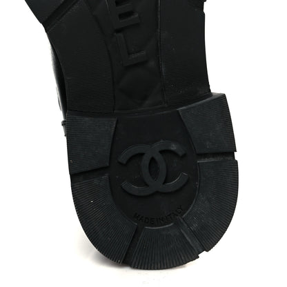 Chanel Calfskin Knit CC Short Boots 38 Black 7 of 10