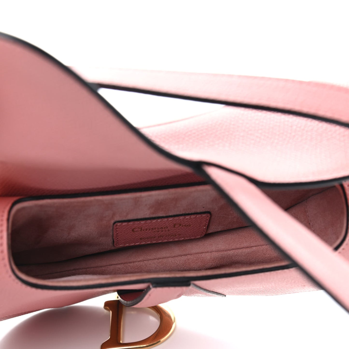 Grained Calfskin Mini Saddle Bag Pink