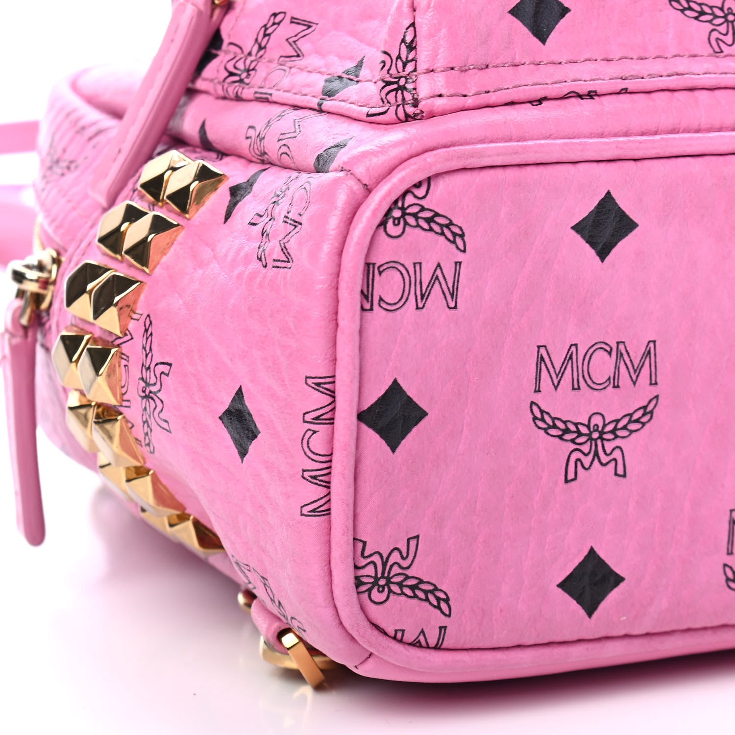MCM Visetos Side Stud X-Mini Stark Bebe Boo Backpack Pink 8 of 9