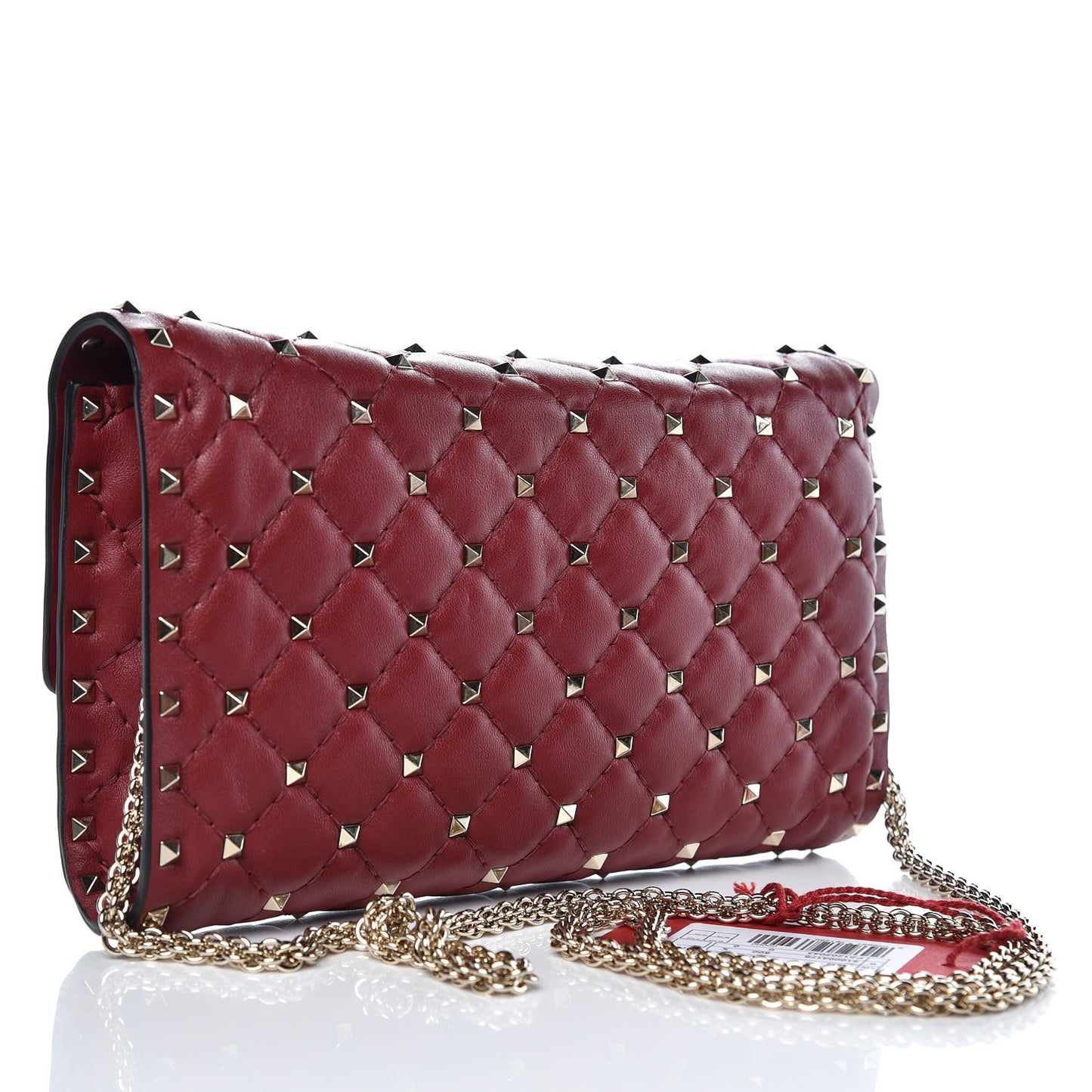 Nappa Rockstud Spike Wallet on Chain Rubino