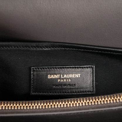 Saint Laurent Calfskin Crocodile Embossed Medium Moujik Top Handle Bag Fog 6 of 7