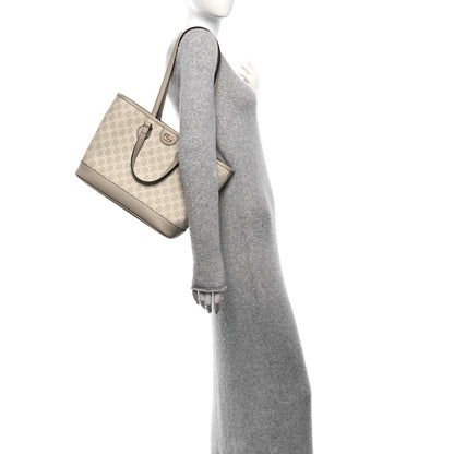 Gucci GG Supreme Monogram Textured Dollar Calfskin Small Ophidia Shoulder Tote Bag Beige Mystic White Oatmeal 2 of 10