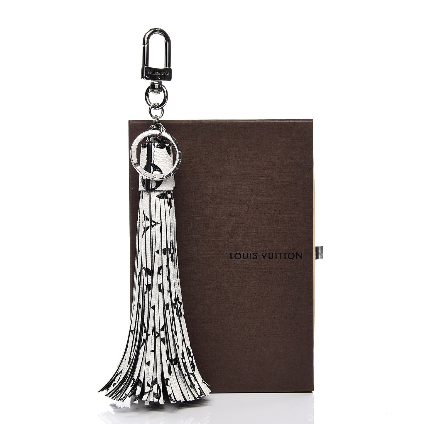 Monogram Tassel Bag Charm White