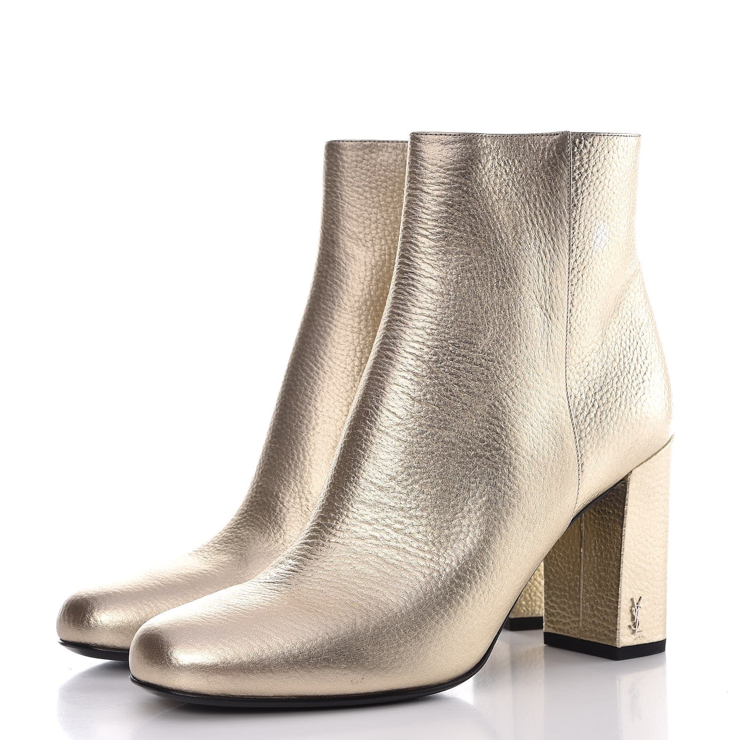 Saint Laurent Metallic Calfskin Santa Venere Babies 90 Ankle Boots 40 Platino 3 of 10