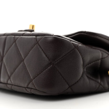 Chanel Lambskin Wenge Quilted Mini Fashion Wood Square Flap Dark Purple 10 of 10