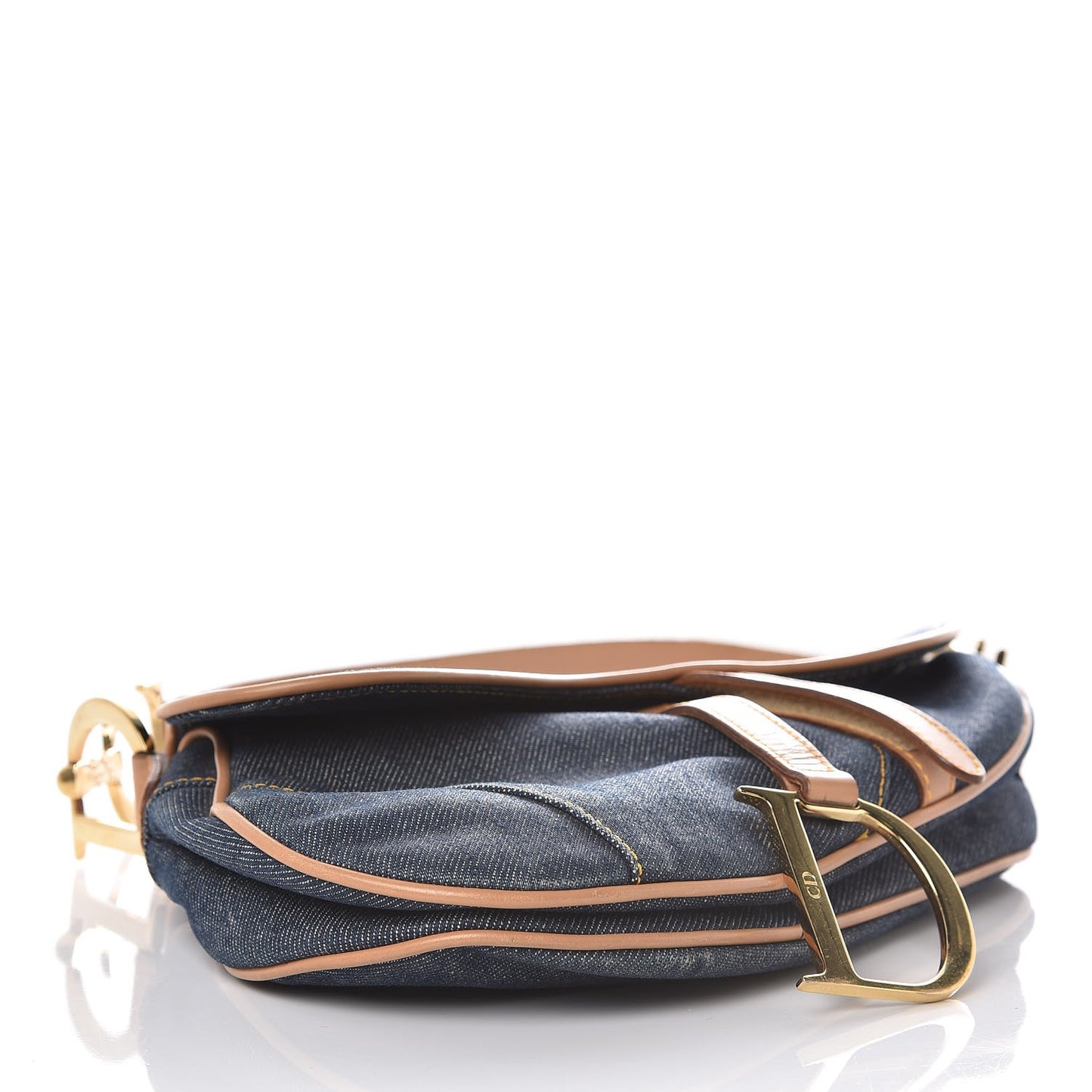 Denim Calfskin Saddle Bag Blue