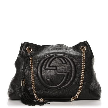 Gucci Pebbled Calfskin Medium Soho Chain Shoulder Bag Black 1 of 8