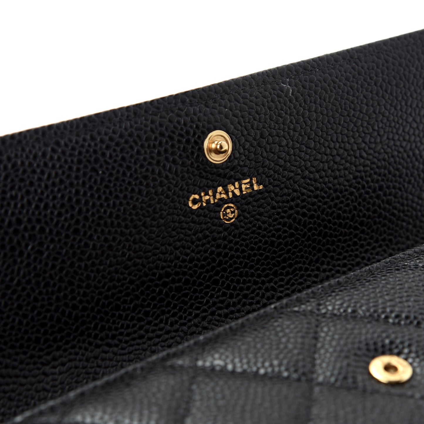 Caviar Quilted Large Gusset Flap Wallet Black
