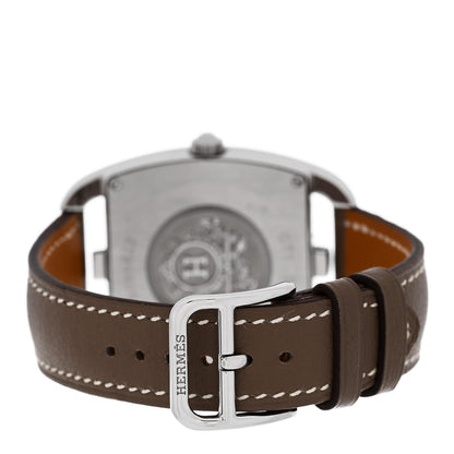 Hermes Stainless Steel Swift 33mm Cape Cod Tonneau Quartz Watch Etoupe 3 of 5