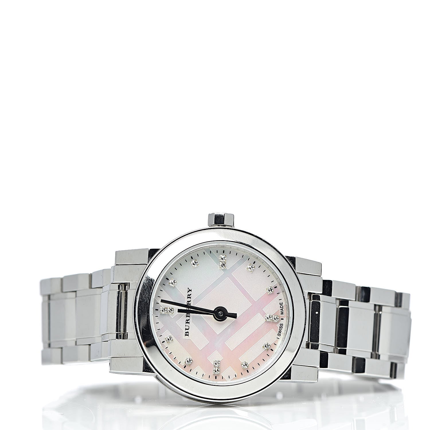 Burberry Stainless Steel Diamond Mother of Pearl 27mm Heritage Quartz Watch BU9224 3 of 6