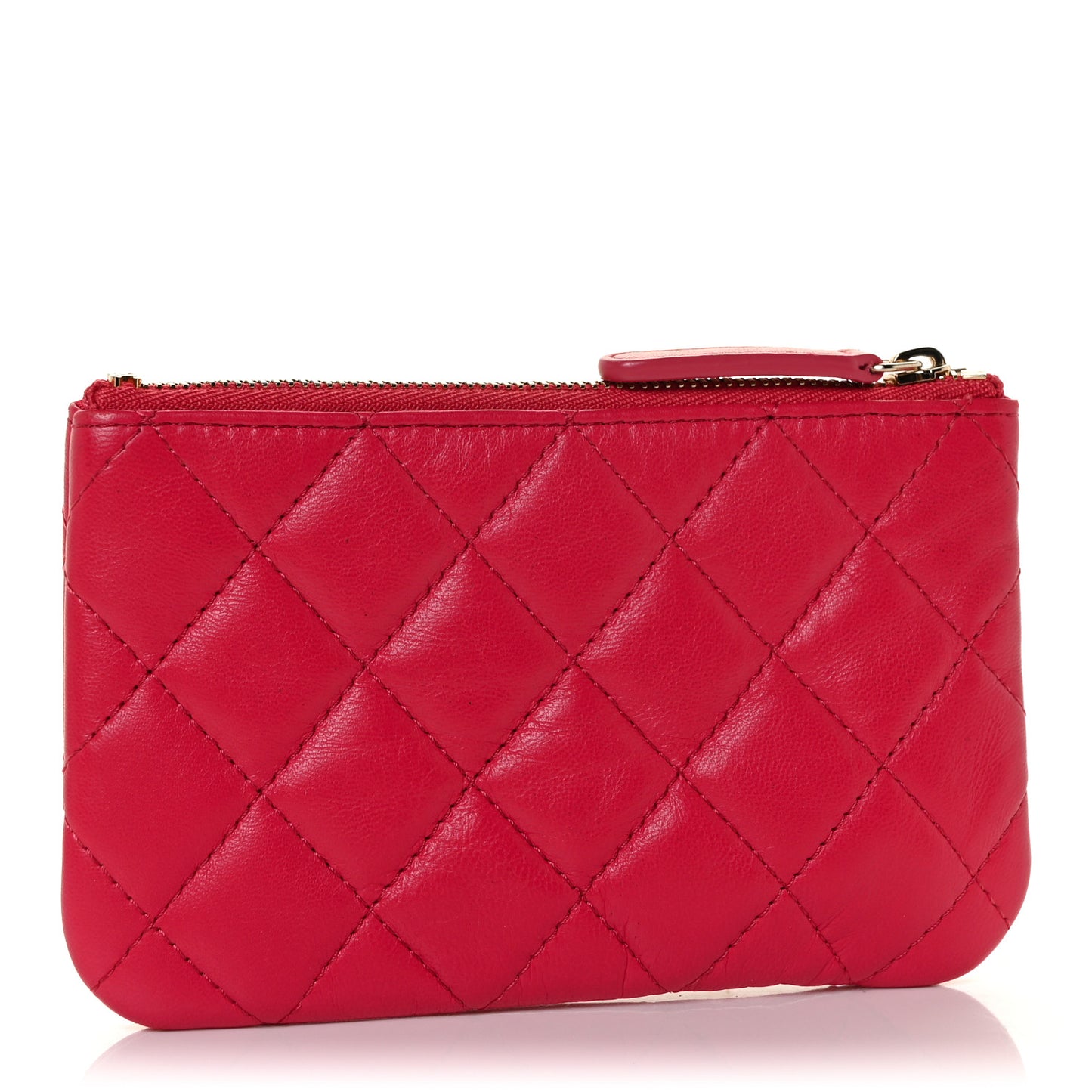 Lambskin Quilted Small Cosmetic Case Dark Pink