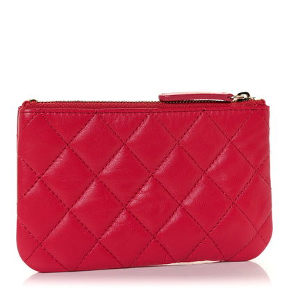 Chanel Lambskin Quilted Small Cosmetic Case Dark Pink 3 of 11