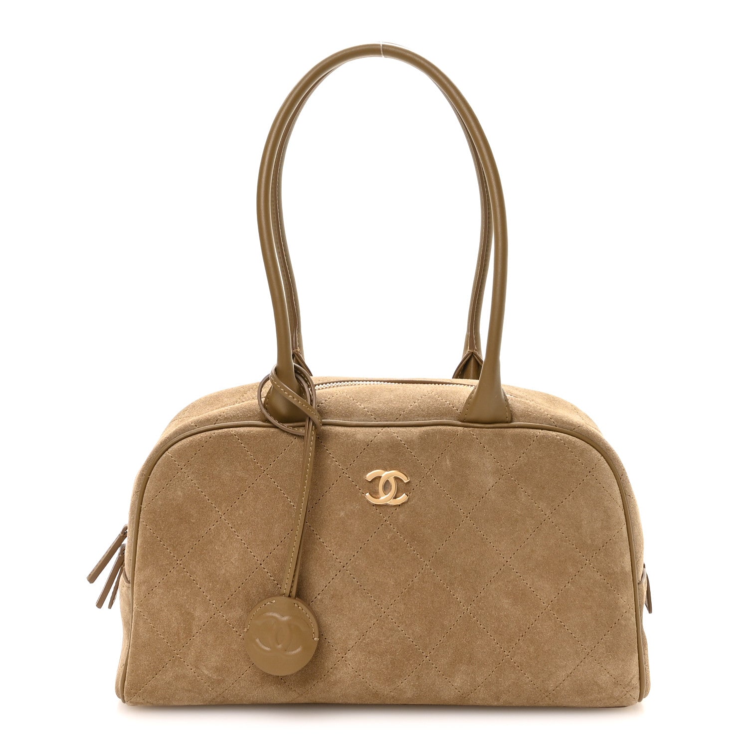 Chanel Suede Calfskin Large Perfect Bowling Bag Dark Beige 1 of 11