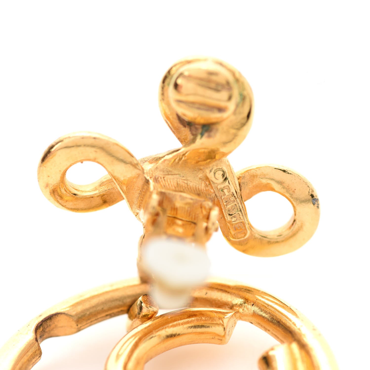 Chanel Large CC Drop Clip On Earrings Gold 4 of 4