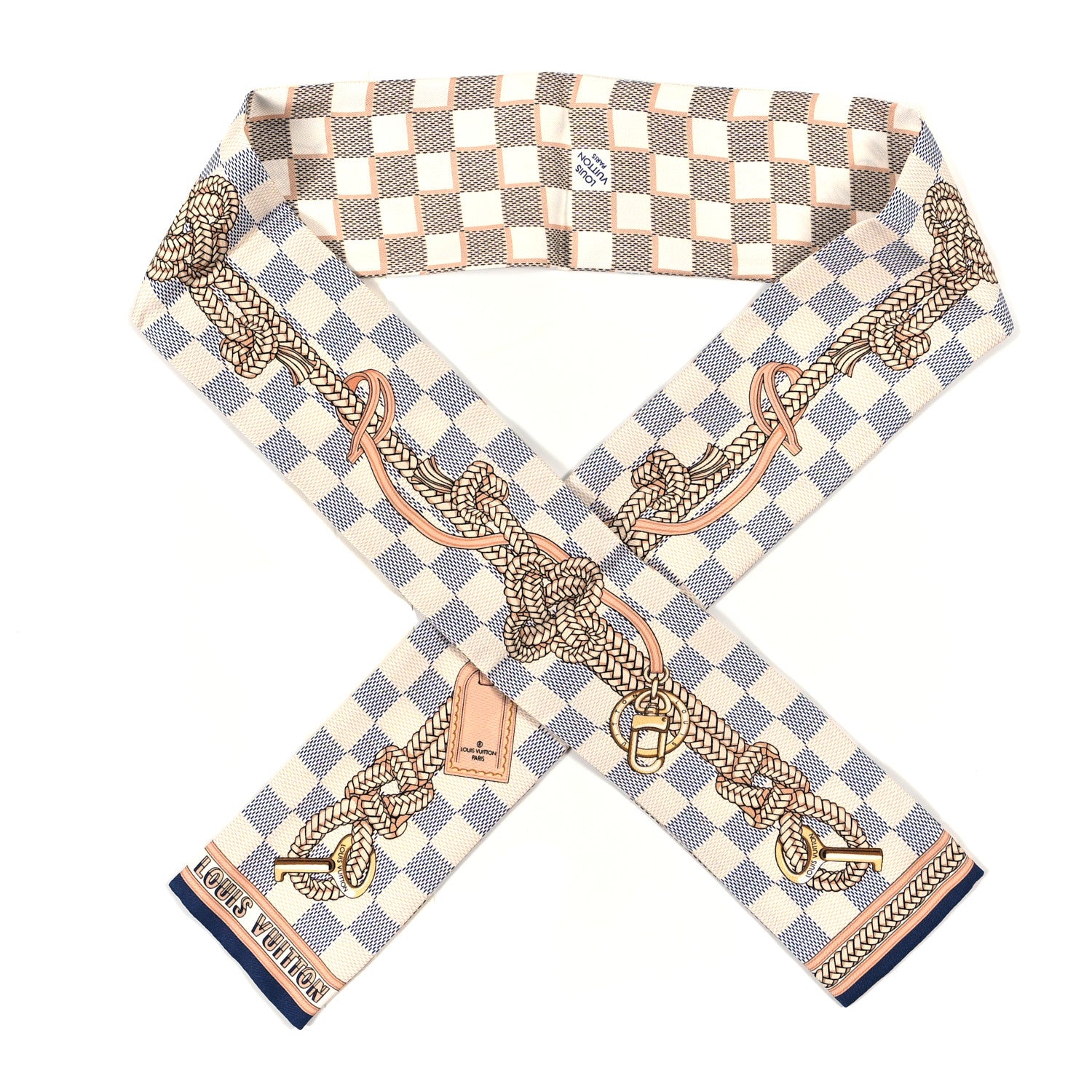 Louis Vuitton Silk Damier Azur Infinity Bandeau Azure Blue 1123622
