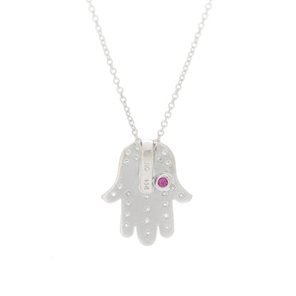 Roberto Coin 18K White Gold Diamond Blue Sapphire Hamsa Pendant Necklace 6 of 6