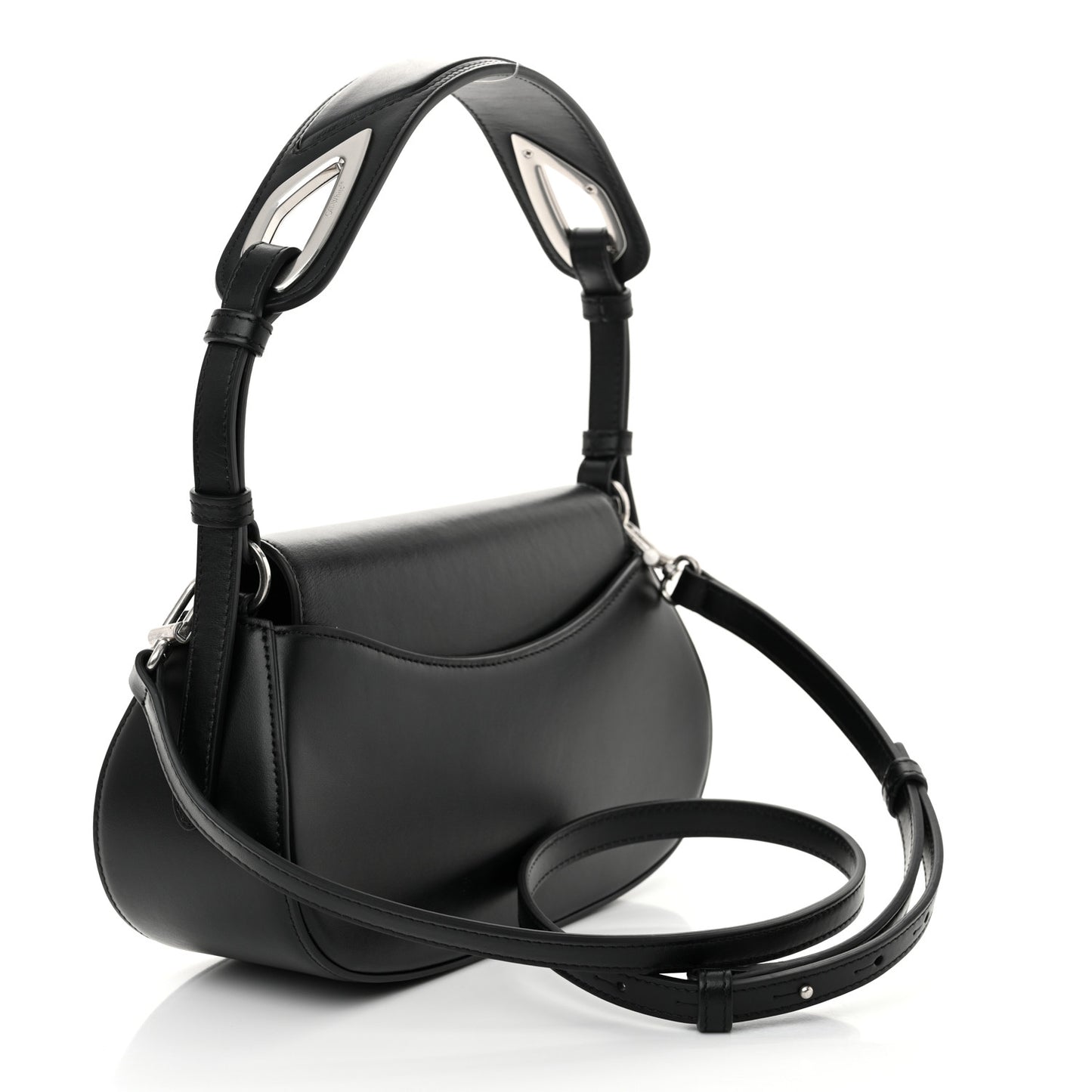 Calfskin Clam Shoulder Bag Black