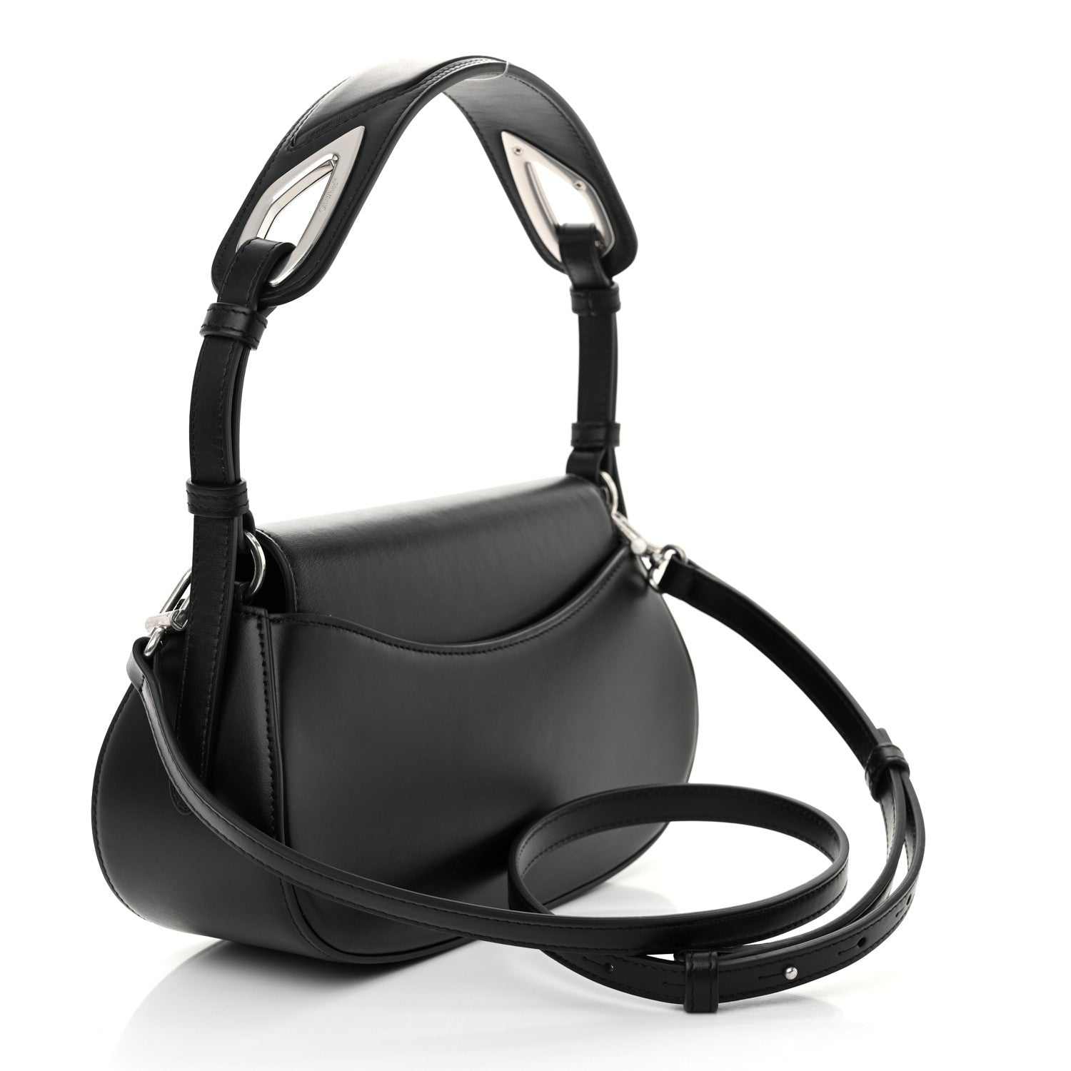 Off-White Calfskin Clam Shoulder Bag Black 3 of 9