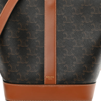 Celine Triomphe Canvas Calfskin Small Bucket Bag Tan 7 of 10