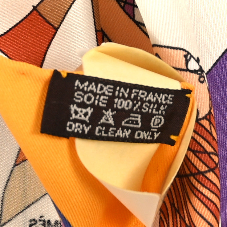 Hermes Silk Vintage Un Amour De Cheval Scarf 70 Bouton D'Or Ivoire Mauve 3 of 6