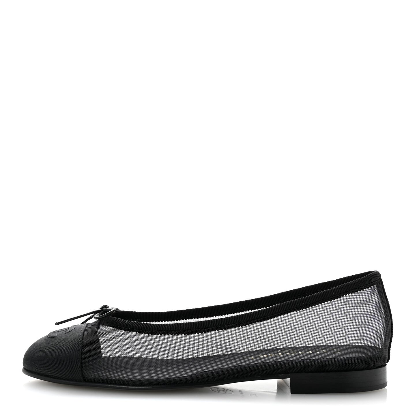Mesh Grosgrain CC Cap Toe Ballerina Flats 37 Black