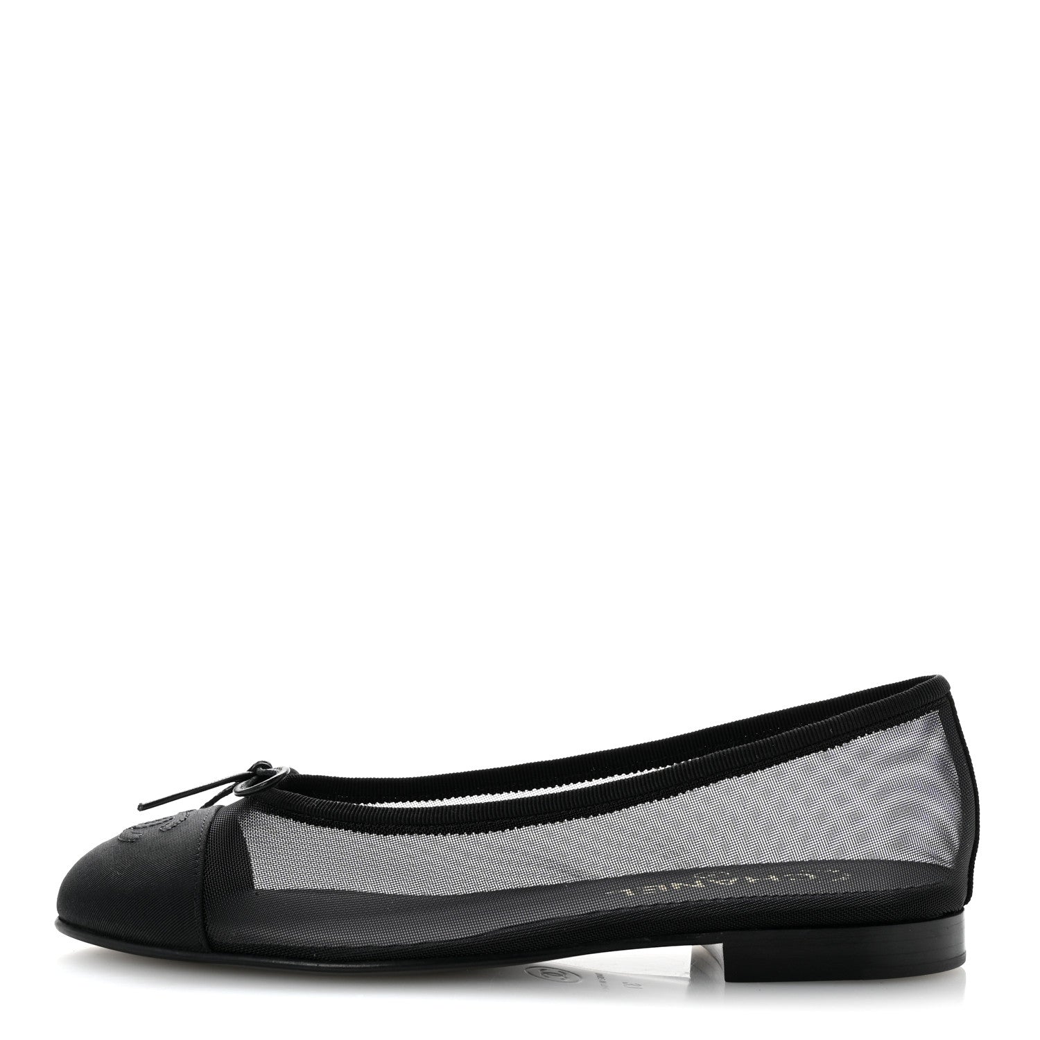 Chanel Mesh Grosgrain CC Cap Toe Ballerina Flats 37 Black 1 of 10