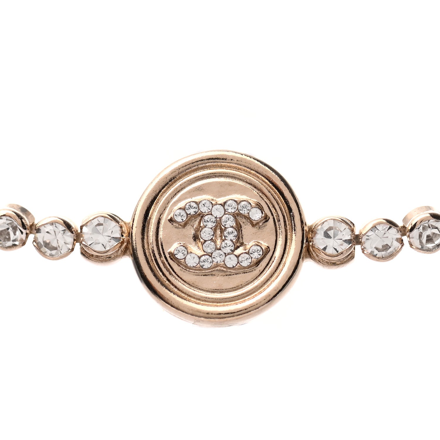 Chanel Crystal CC Chain Short Necklace Gold 4 of 5
