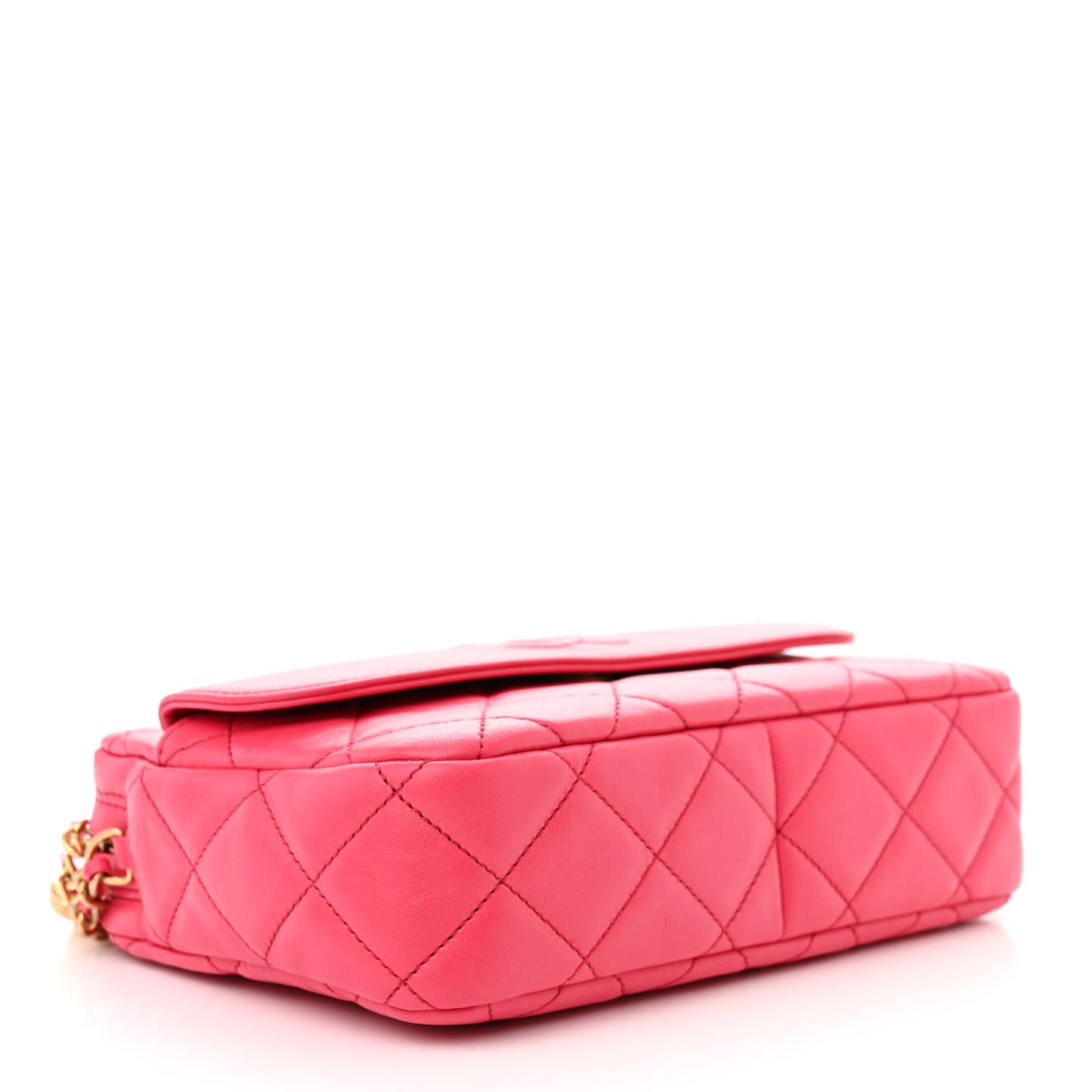 Lambskin Quilted Chain & Tassel Small Camera Case Fuchsia