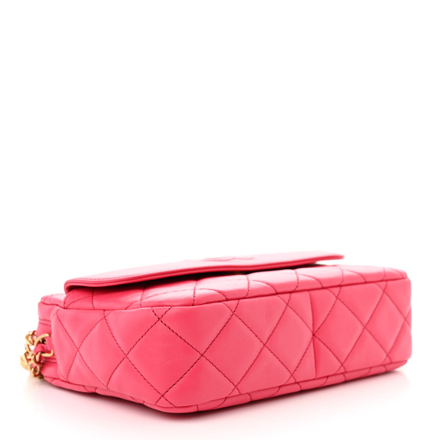 Chanel Lambskin Quilted Chain & Tassel Small Camera Case Fuchsia 4 of 10