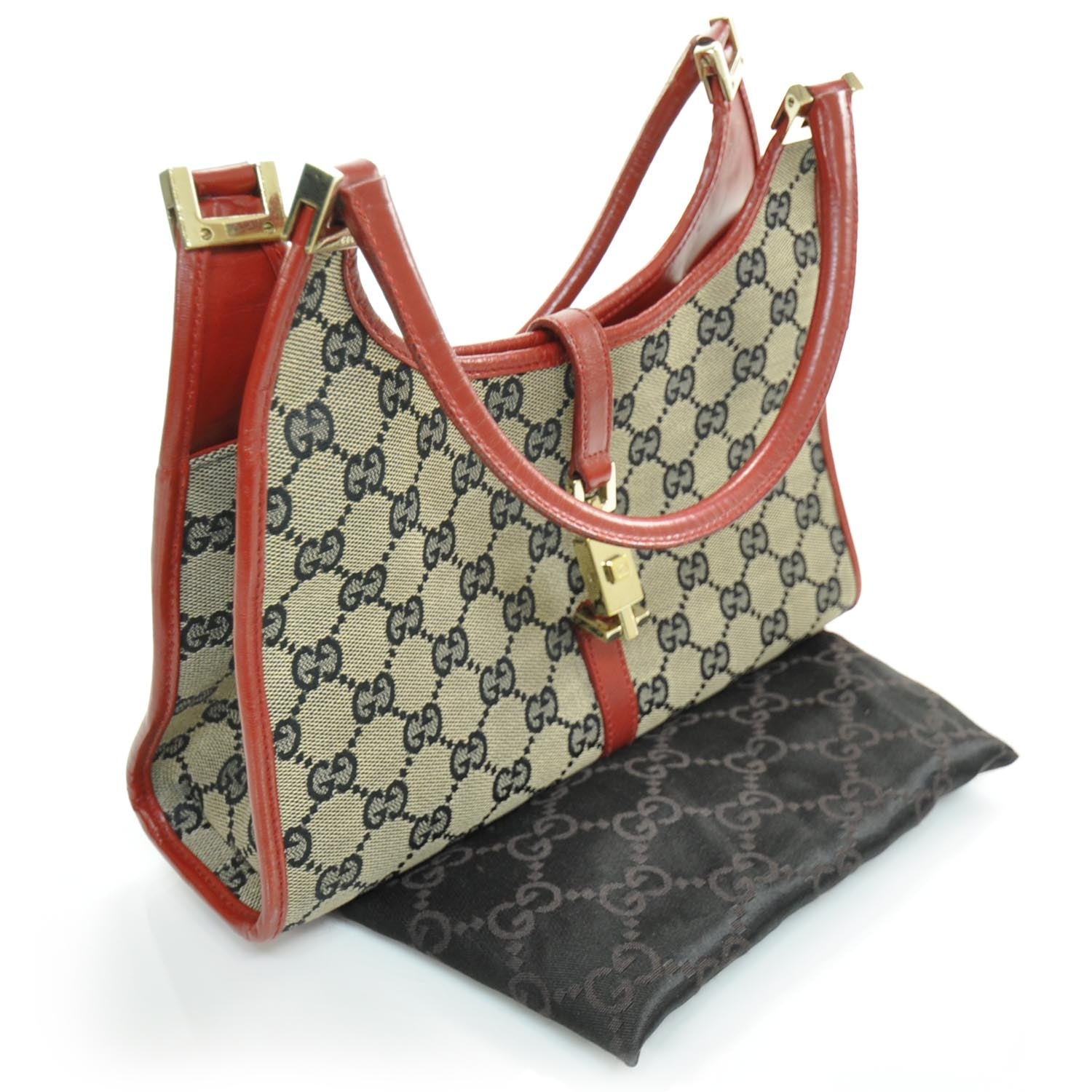 Gucci Monogram Small Bardot Tote Navy Red 3 of 8