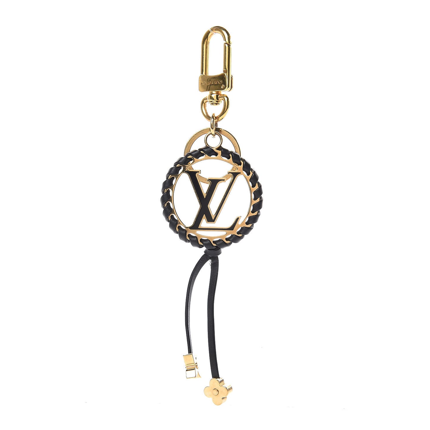 Metal Lambskin Enamel Very Bag Charm Key Holder Black