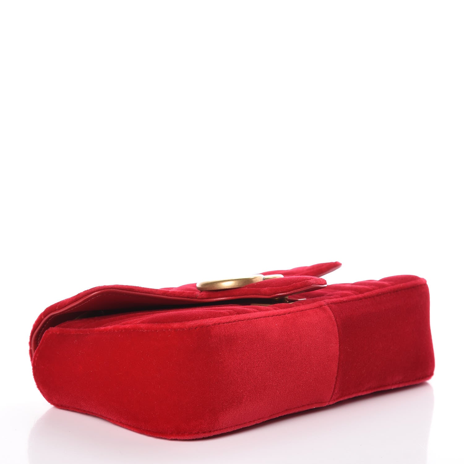 Gucci Velvet Matelasse Mini GG Marmont Shoulder Bag Hibiscus Red 4 of 13