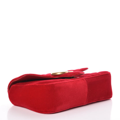 Gucci Velvet Matelasse Mini GG Marmont Shoulder Bag Hibiscus Red 4 of 13