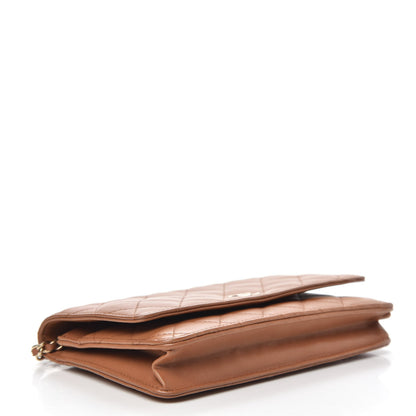 Chanel Lambskin Quilted Wallet on Chain WOC Brown 4 of 13