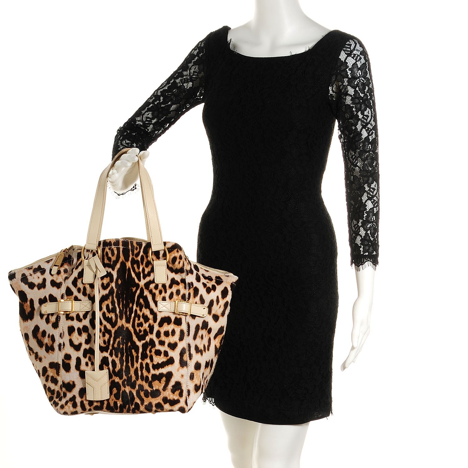 Saint Laurent Leopard Print Pony Hair Medium Downtown Tote 2 of 7