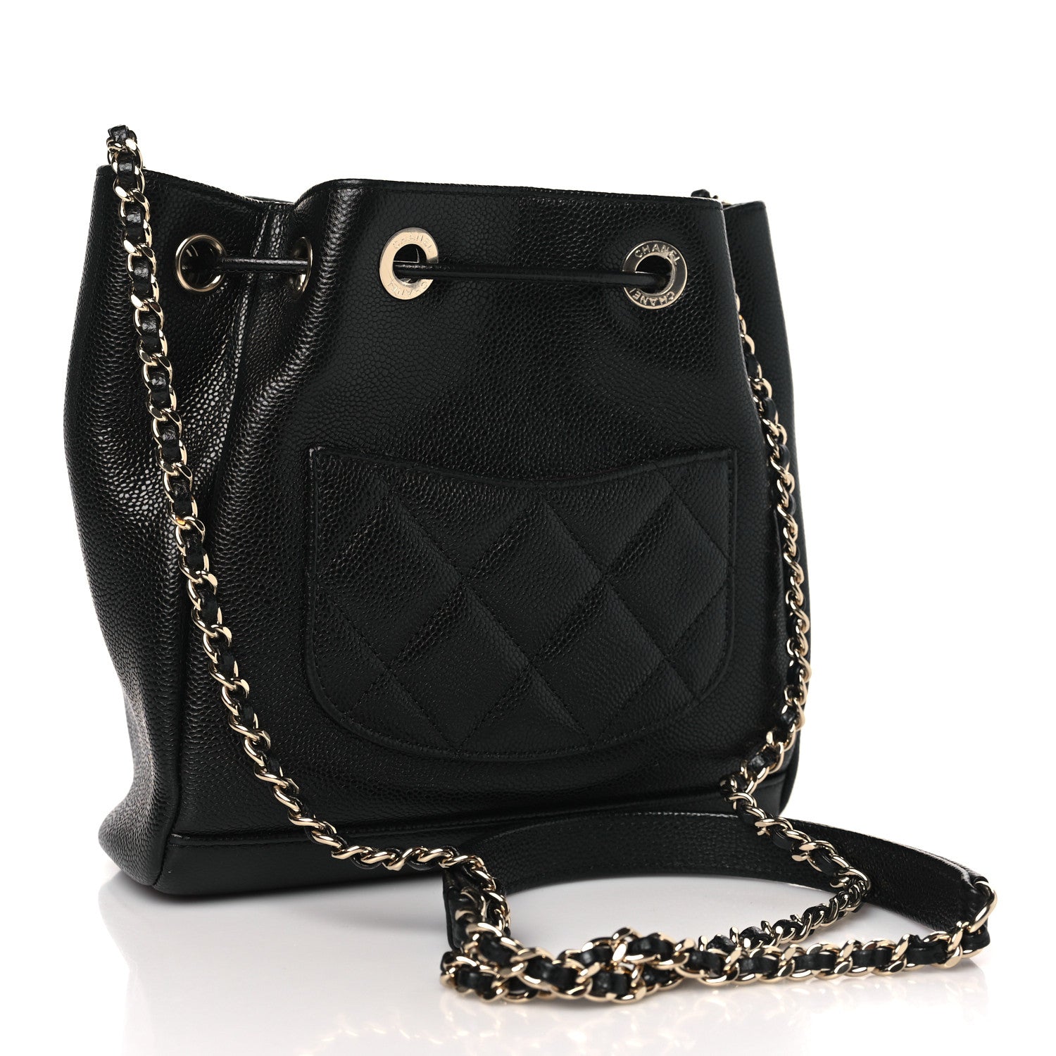 Chanel Caviar Quilted CC Pocket Bucket Bag Black 3 of 10