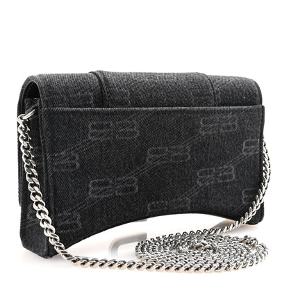Balenciaga Denim BB Monogram Hourglass Chain Bag Black 3 of 9