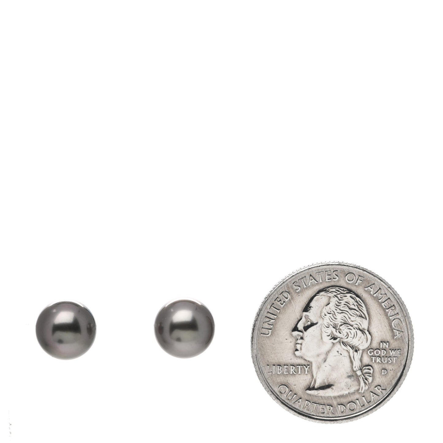 18K White Gold Black South Sea Pearl 9mm Stud Earrings