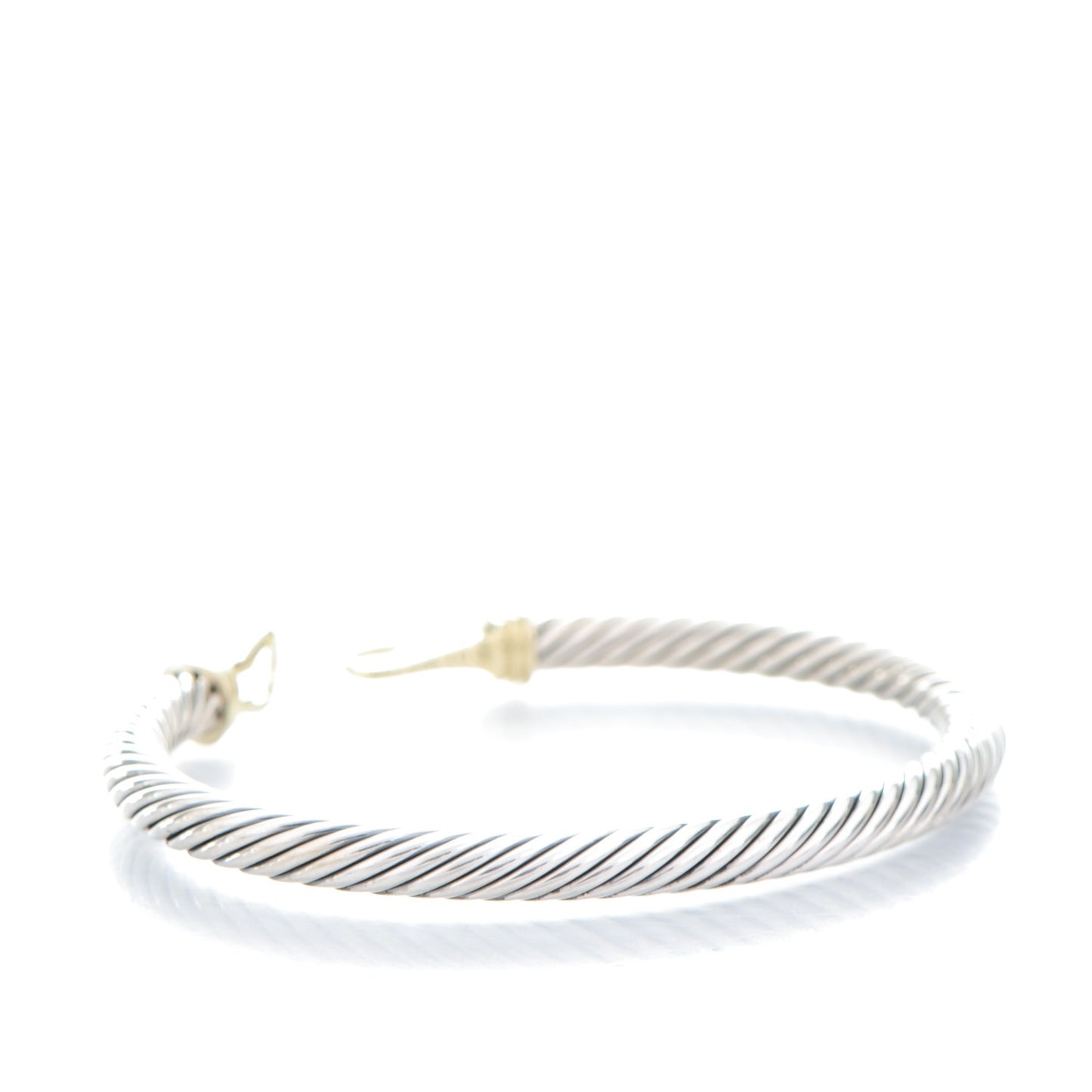 Sterling Silver 14K Yellow Gold 5mm Cable Classic Buckle Bracelet