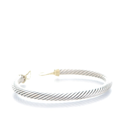 David Yurman Sterling Silver 14K Yellow Gold 5mm Cable Classic Buckle Bracelet 3 of 4
