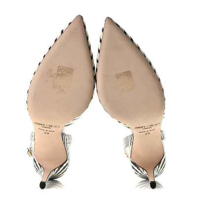 Jimmy Choo Elaphe Striped Tilly 100 Pumps 39 Black Off White 8 of 11