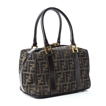 Fendi Zucca Calfskin Medium Convertible Boston Satchel Tobacco 3 of 10