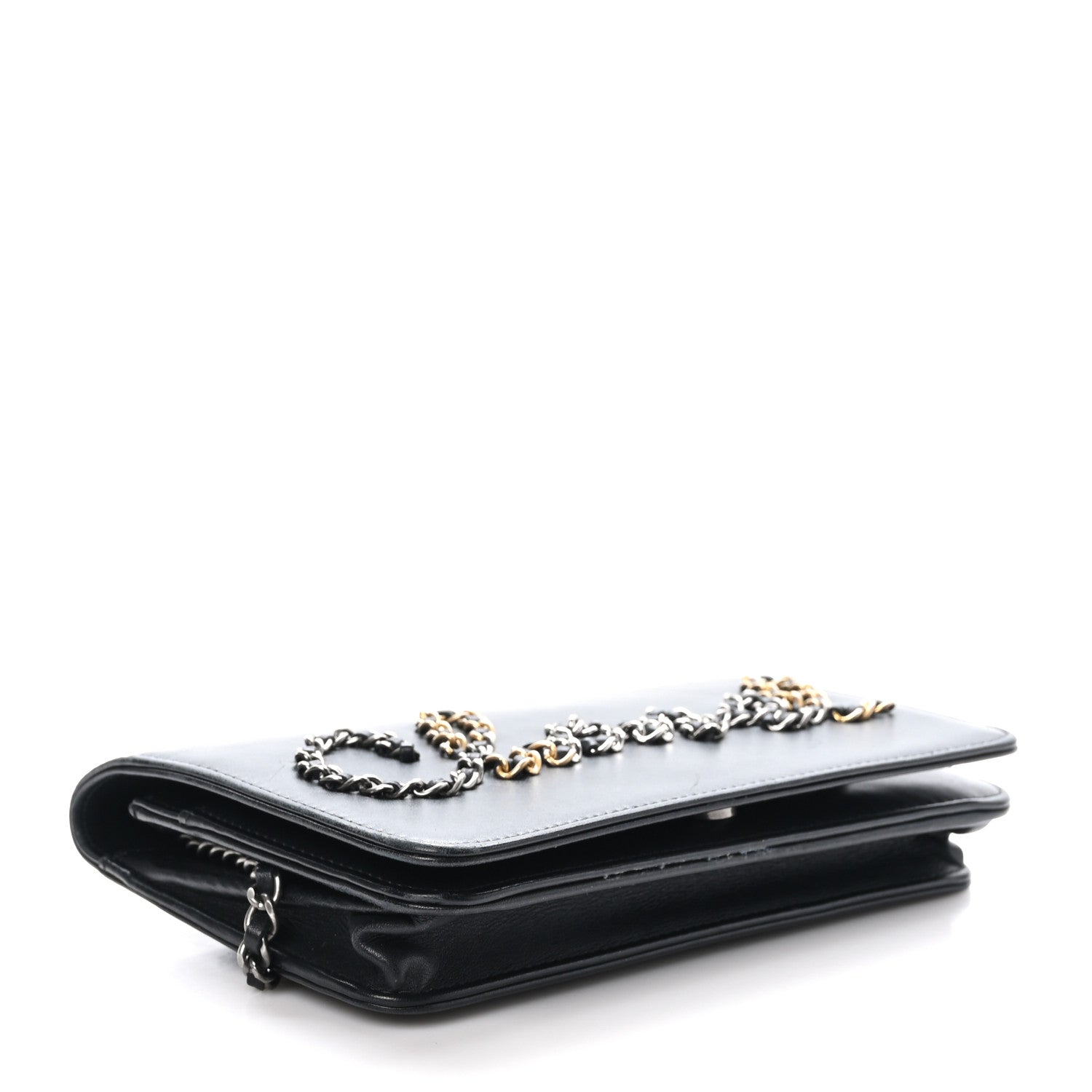 Chanel Calfskin Chain 20s Signe Wallet on Chain WOC Black 4 of 14