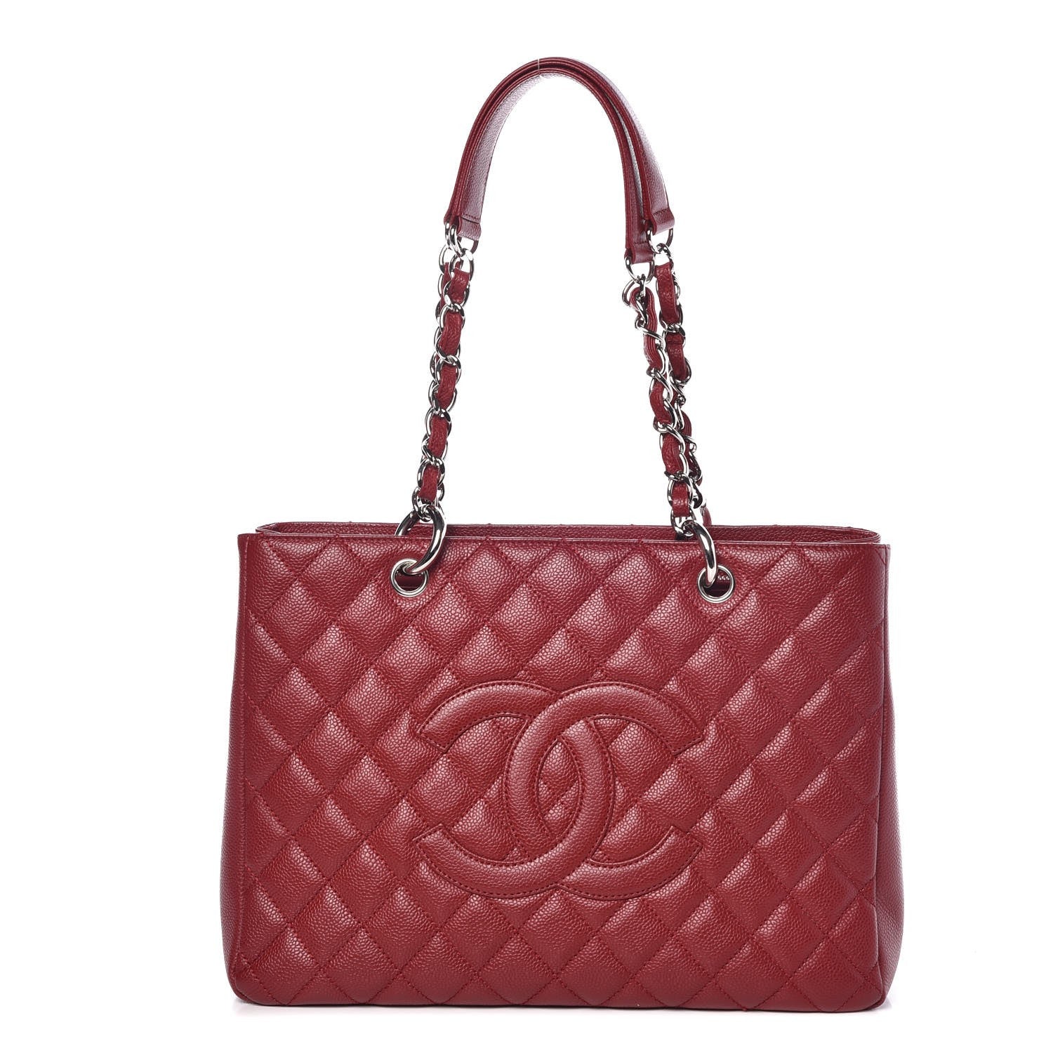 Chanel Caviar Quilted Grand Shopping Tote GST Red 1 of 13