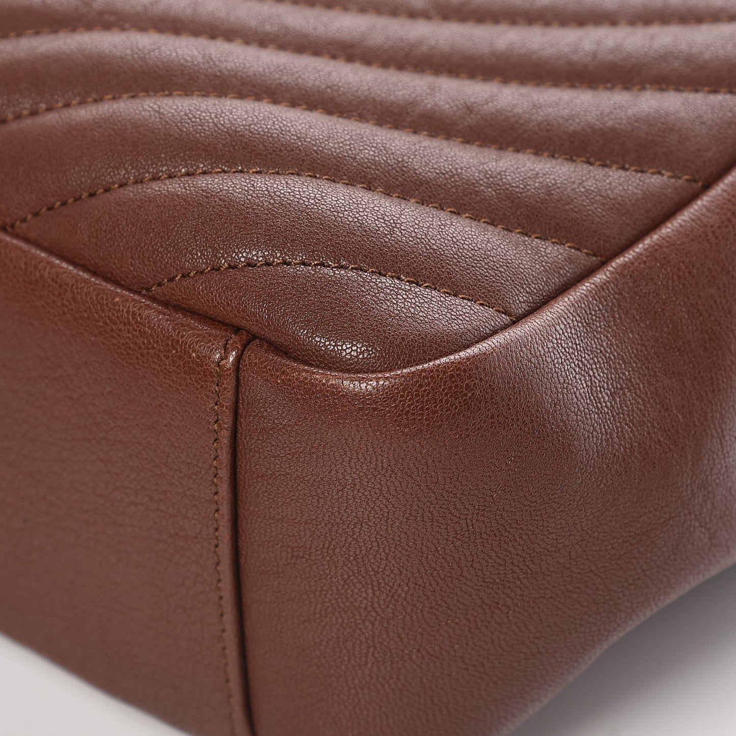 Sheepskin Matelasse Chevron Monogram Large College Satchel Cognac