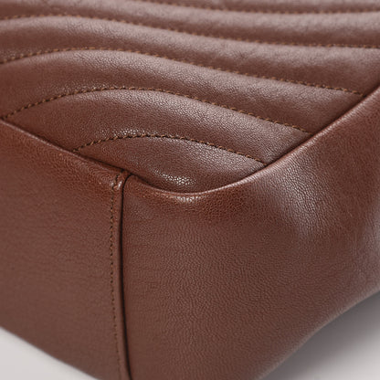 Saint Laurent Sheepskin Matelasse Chevron Monogram Large College Satchel Cognac 12 of 14