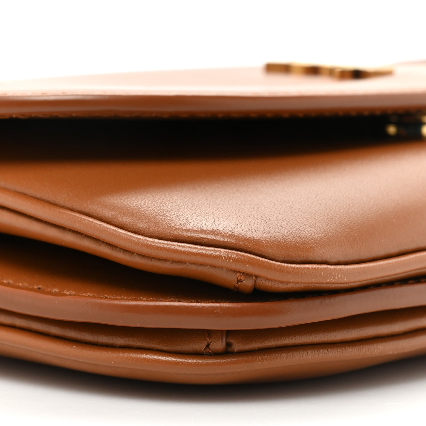 Smooth Calfskin Small Charlie Shoulder Bag Miel Dark