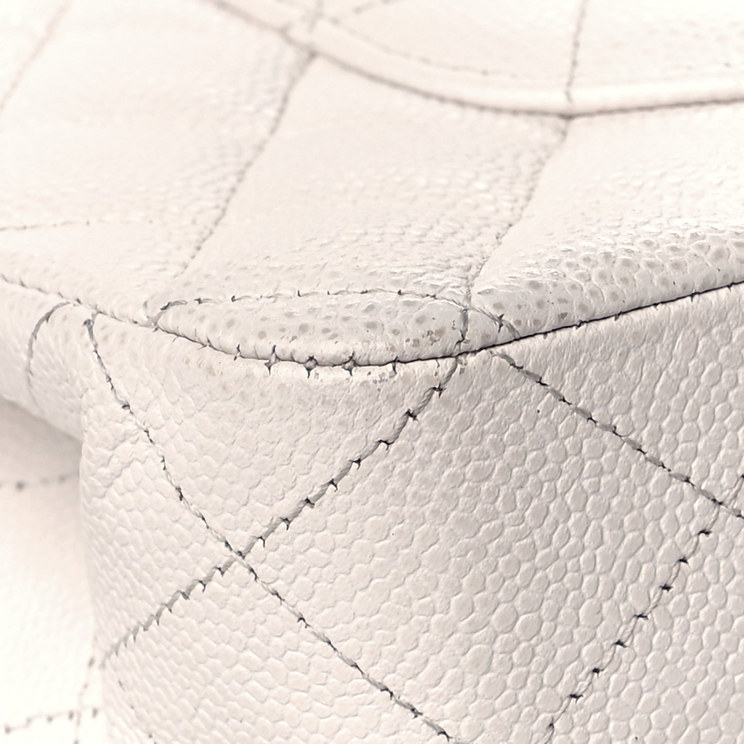 Caviar Quilted Medium Double Flap White